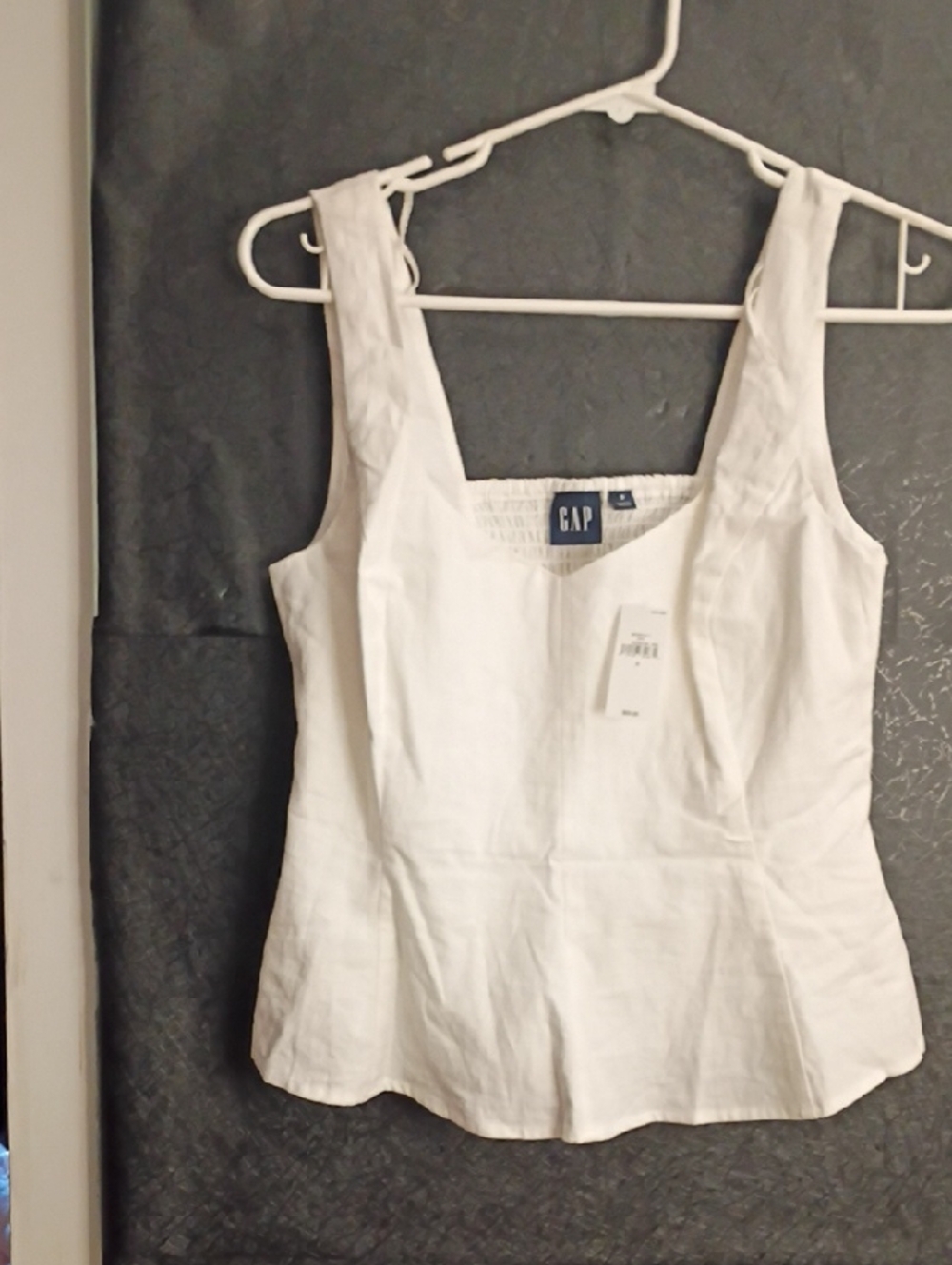 GAP White Linen Blend Square Neck Tank Top NWT sz S